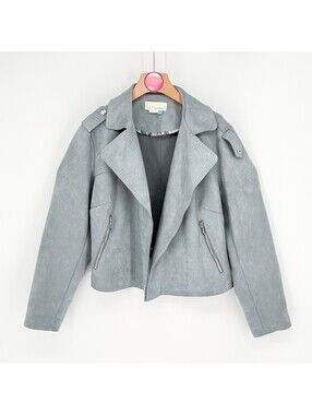 Anthropologie Expressway Gray Cropped Coat Plus Women's 1X
